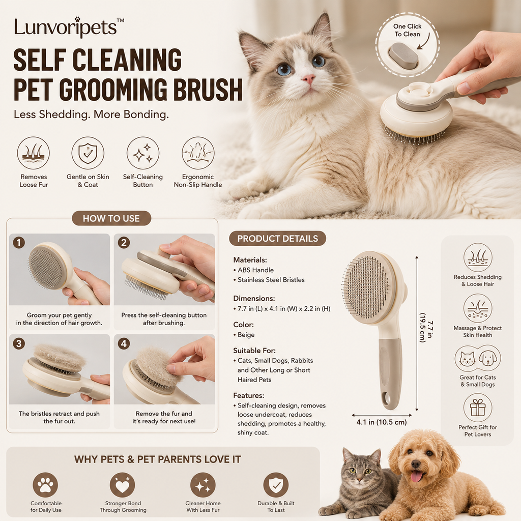 Lunvoripets™ Self-Cleaning Pet Grooming Brush