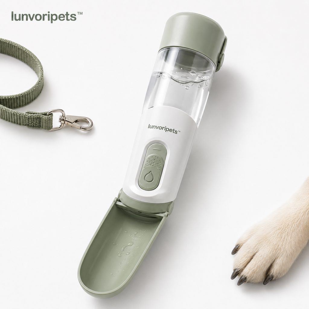 Lunvoripets™ Leakproof Portable Pet Water Bottle with Foldable Drinking Bowl