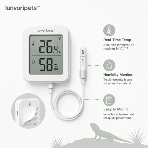 Lunvoripets™ Digital Reptile Terrarium Thermometer & Hygrometer with Probe Sensor