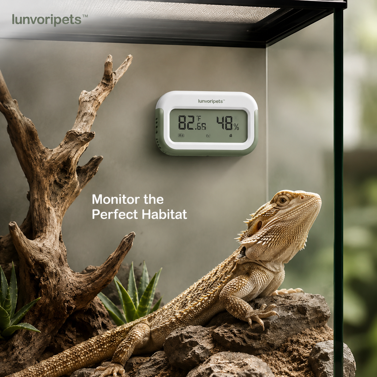 Lunvoripets™ Digital Reptile Terrarium Thermometer & Hygrometer with Probe Sensor
