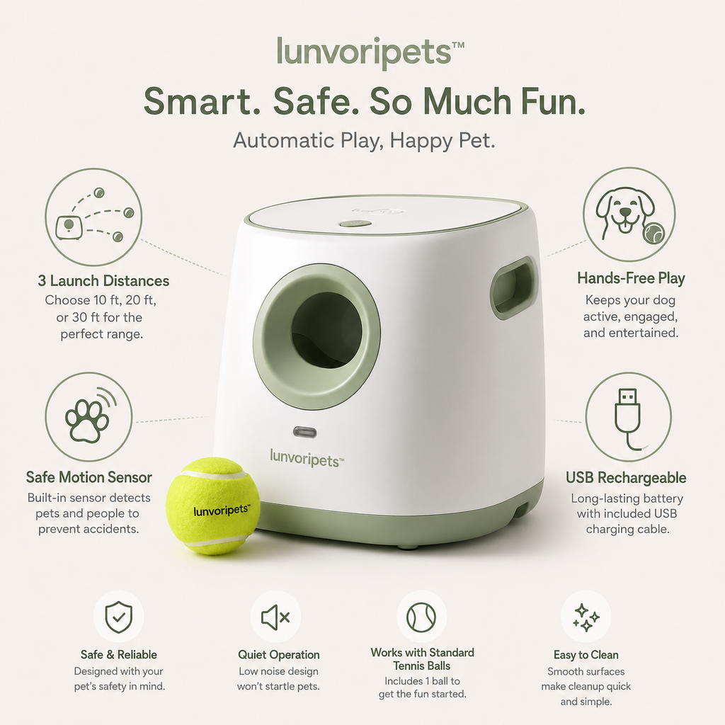 Lunvoripets™ Smart Automatic Dog Ball Launcher with 3 Distance Settings & Motion Sensor
