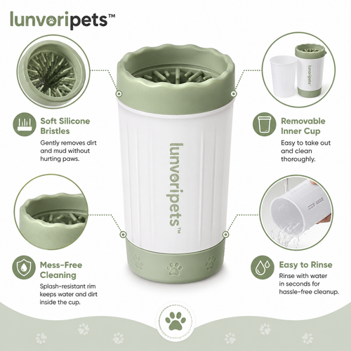 Lunvoripets™ Portable Silicone Pet Paw Cleaner Cup with Removable Inner Brush