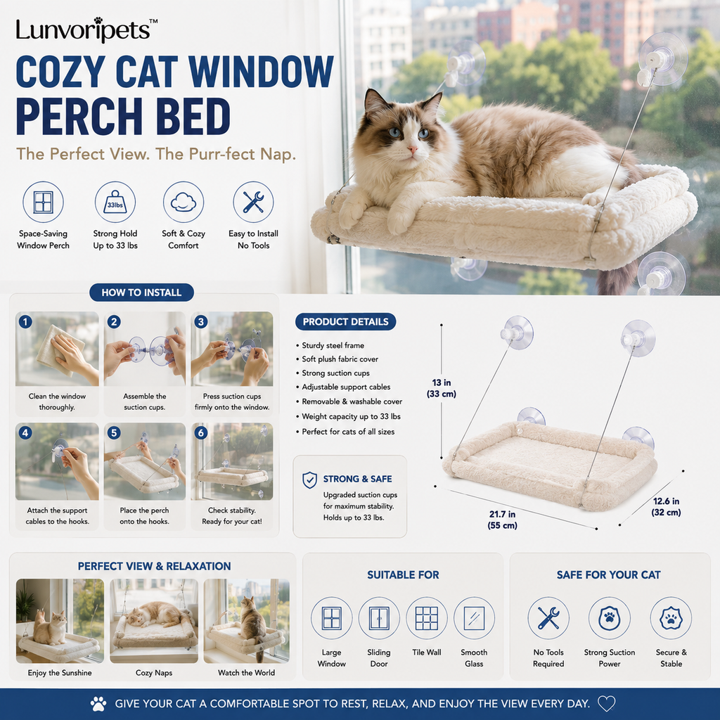 Lunvoripets™ Cozy Cat Window Perch Bed