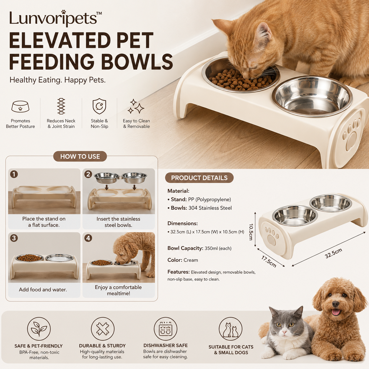 Lunvoripets™ Elevated Double Pet Feeding Bowl