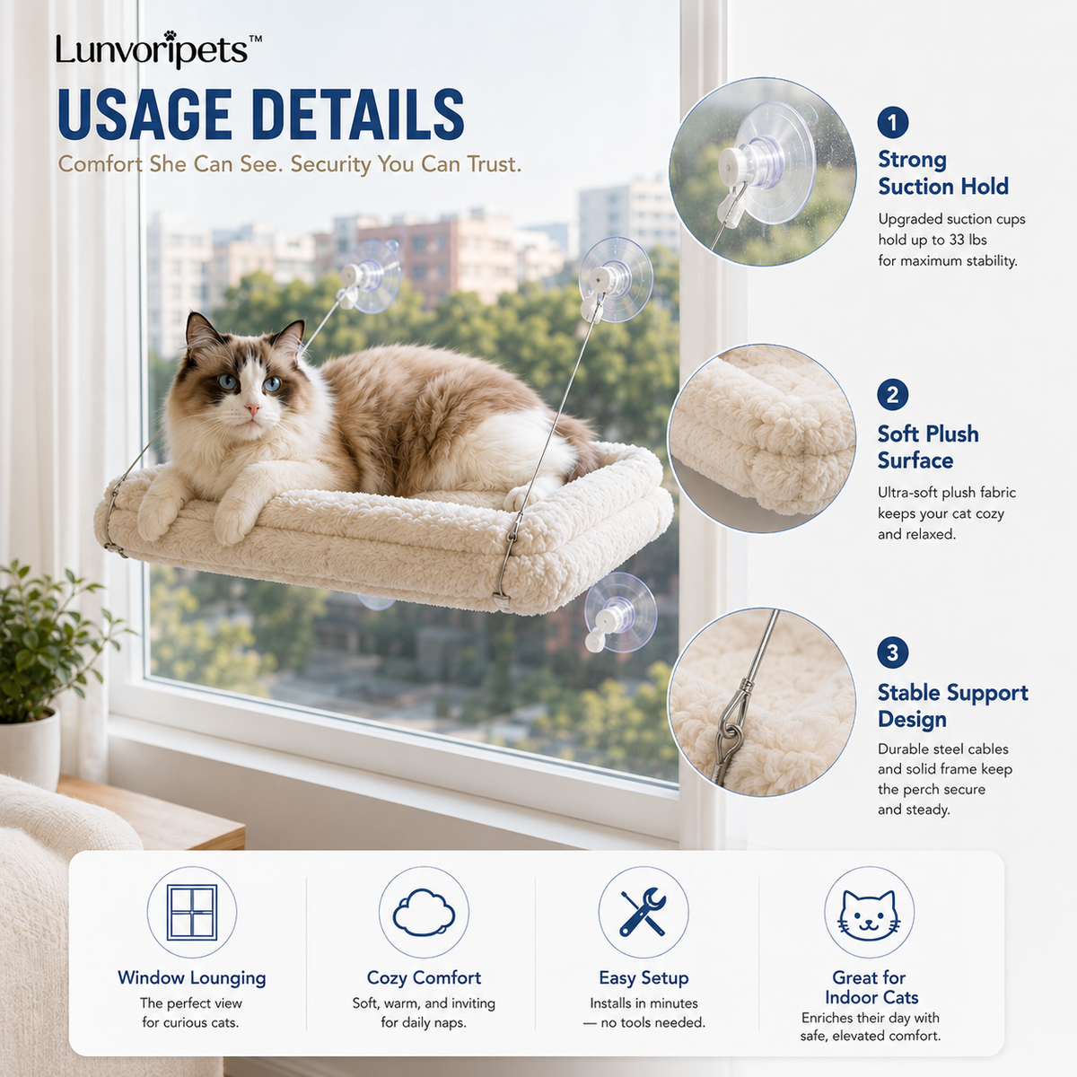 Lunvoripets™ Cozy Cat Window Perch Bed