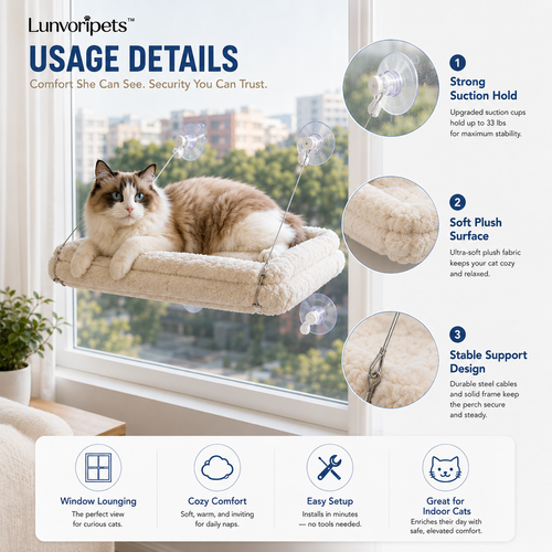 Lunvoripets™ Cozy Cat Window Perch Bed